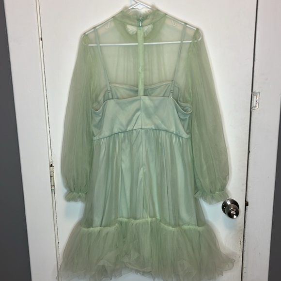 **BNWT Malina mint green long sleeve tulle mini dress - Picture 8 of 16